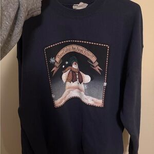 Lee Heavyweight Navy Christmas snowman vintage XL